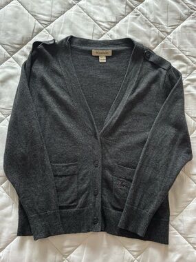 Kids Burberry Cotton Cashmere Charcoal Cardigan